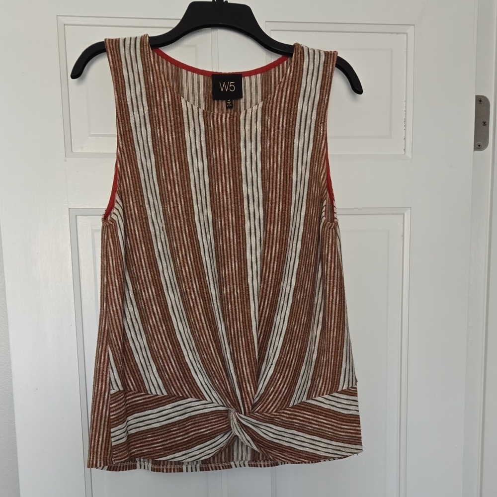 W5 Brown and White Striped Women's Top
